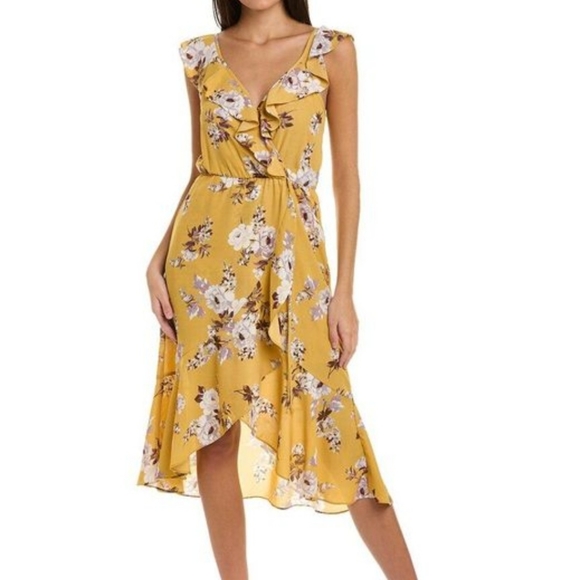 Socialite Dresses Socialite Ruffle Strap Wrap Dress In Metallic